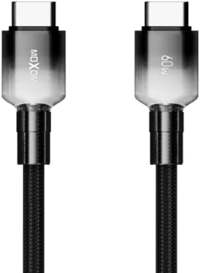 كابل شحن بيانات MOXOM MX-CB310 PD من نوع Type-C إلى Type-C مع نقل فعال وتصميم ذكي لأجهزة متعددة بطول 1 متر 36W - أسود